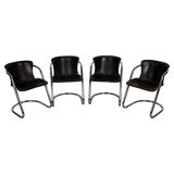Set of four brown leather dining chairs, Willy Rizzo, 1970