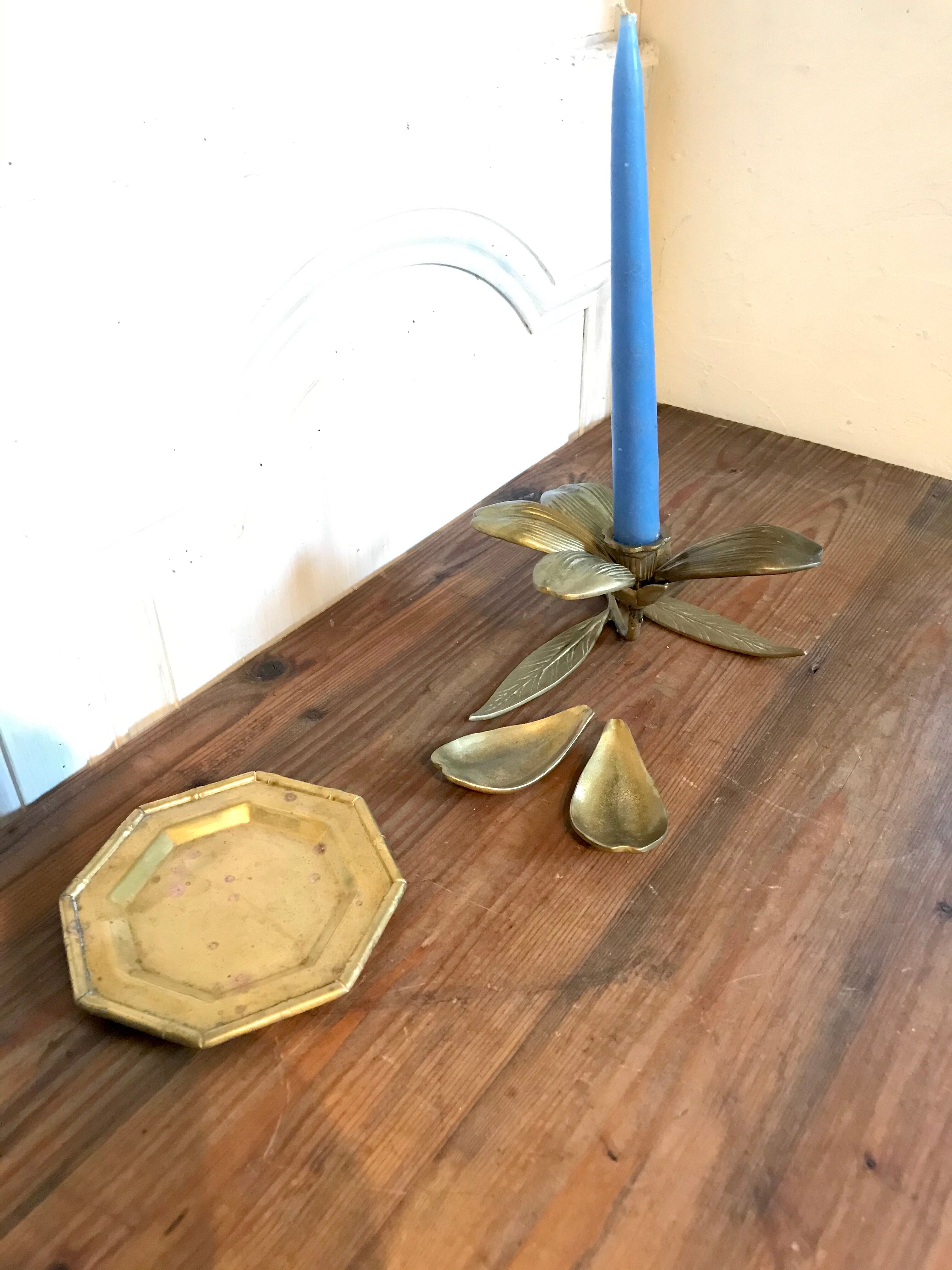 Vintage brass flower ashtray