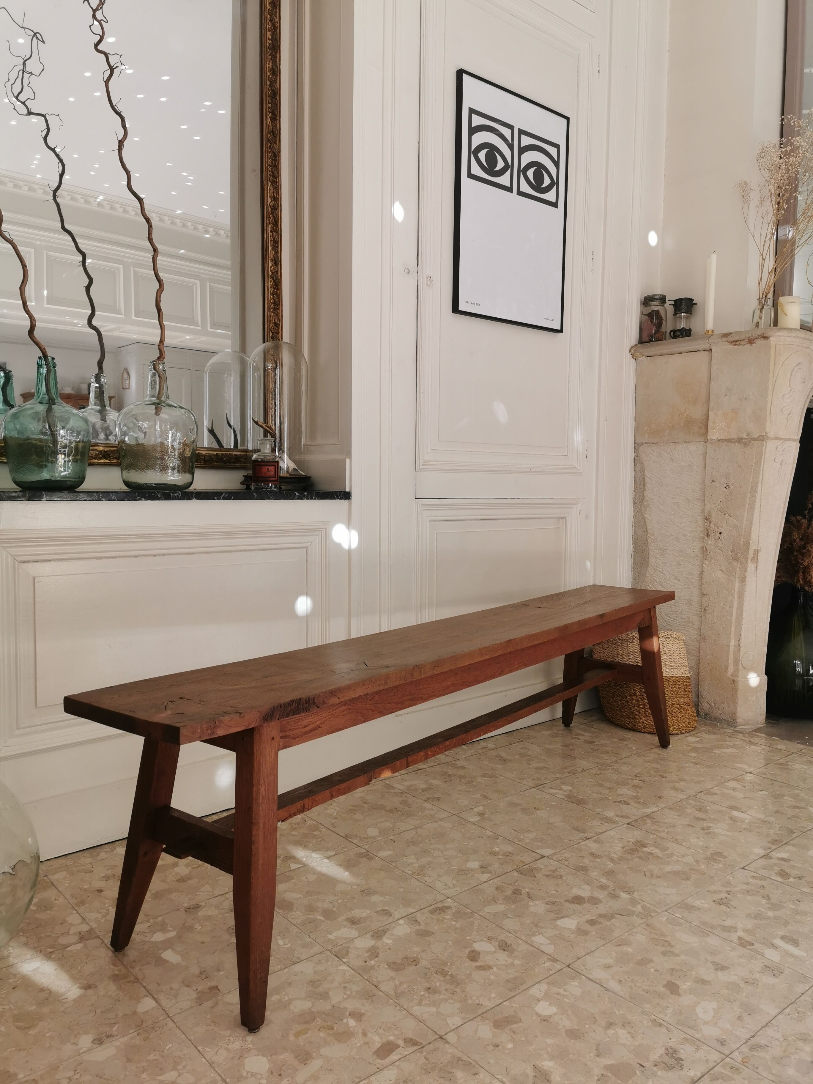 Solid oak compass foot bench