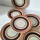 6 dessert plates Castellania – concentric orange and brown design