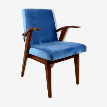 Vintage Ocean Blue Easy Chair attributed to Mieczyslaw Puchala, 1970s