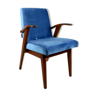 Vintage Ocean Blue Easy Chair attributed to Mieczyslaw Puchala, 1970s