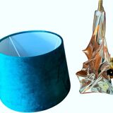 Lampe Cristallerie Lorraine Lemberg-Les-Bitche avec un abat-jour en velours