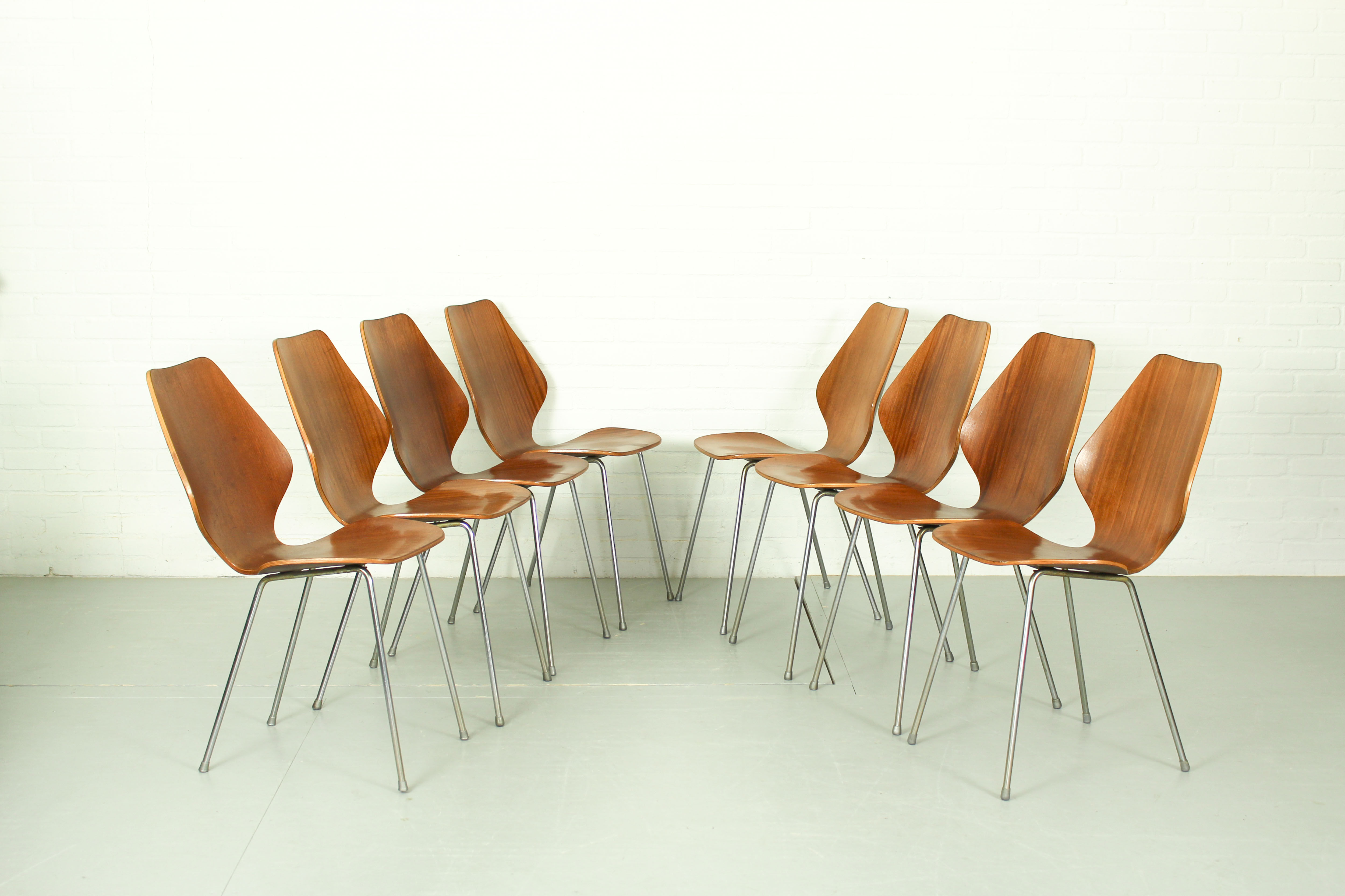 Set de 8 chaises de salle à manger par Herbert Hirche, Jofy Stalmobler, Danemark Années 1950