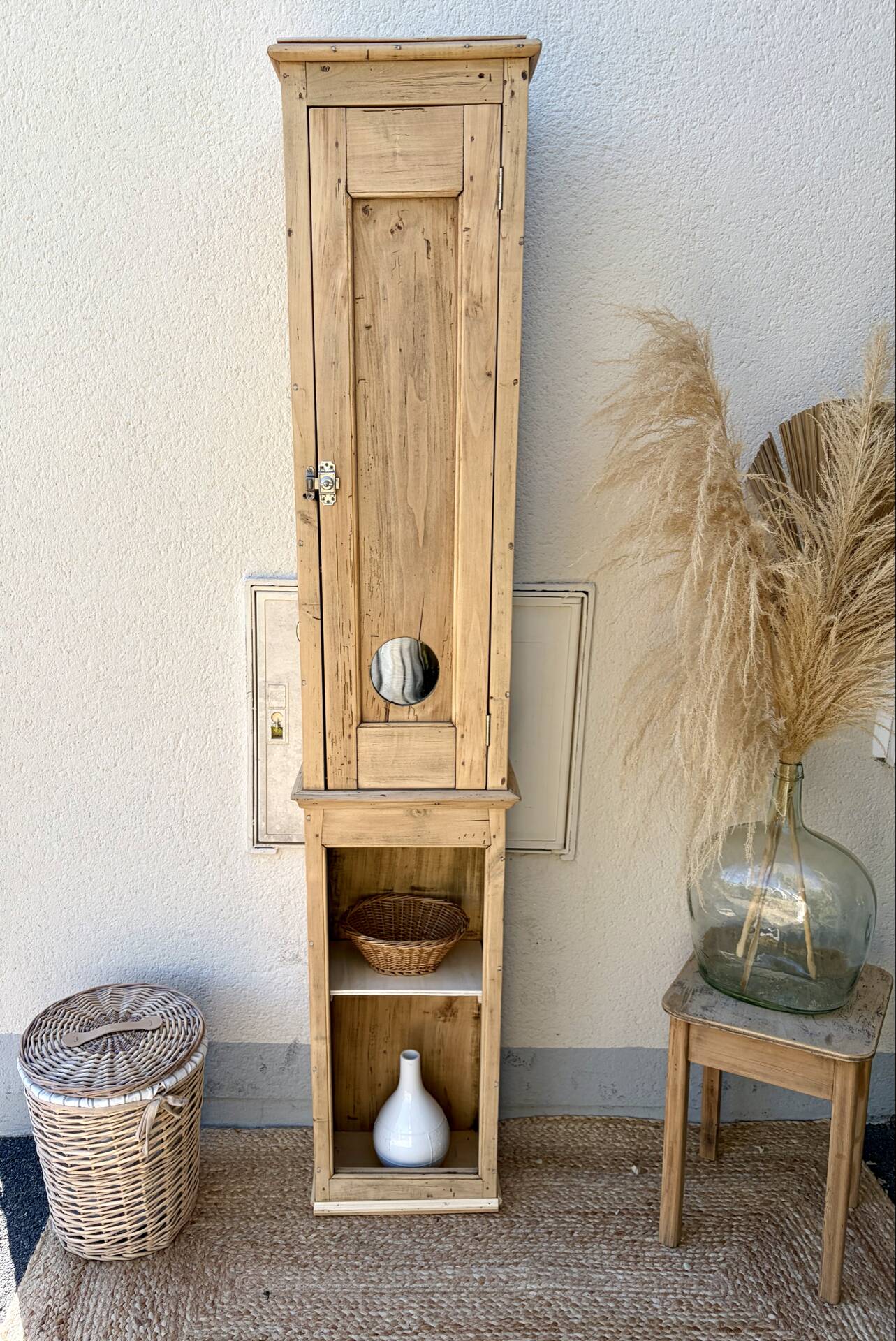 Small wardrobe in raw wood