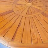 Vintage round pine coffee table from the 70s