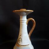 Pied de lampe forme bougeoir en grès artisanal