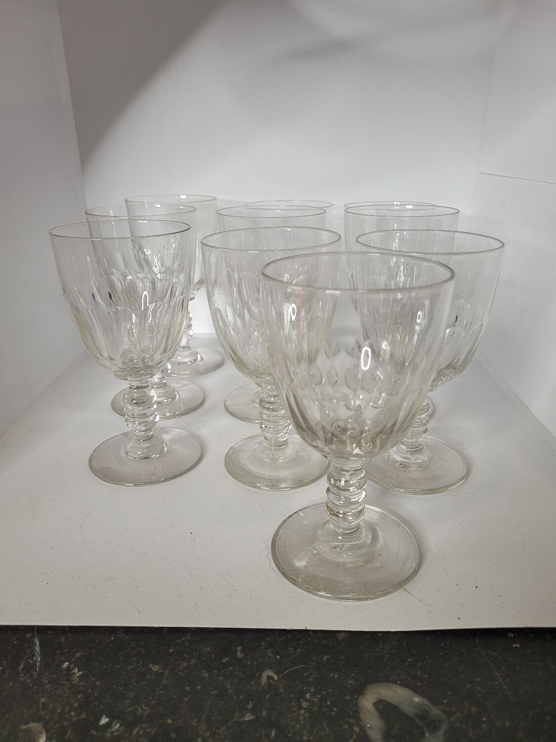 Set of 10 faceted wine or water glasses