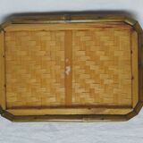 Pretty serving tray in woven bamboo and rattan. 70s. Vintage.
