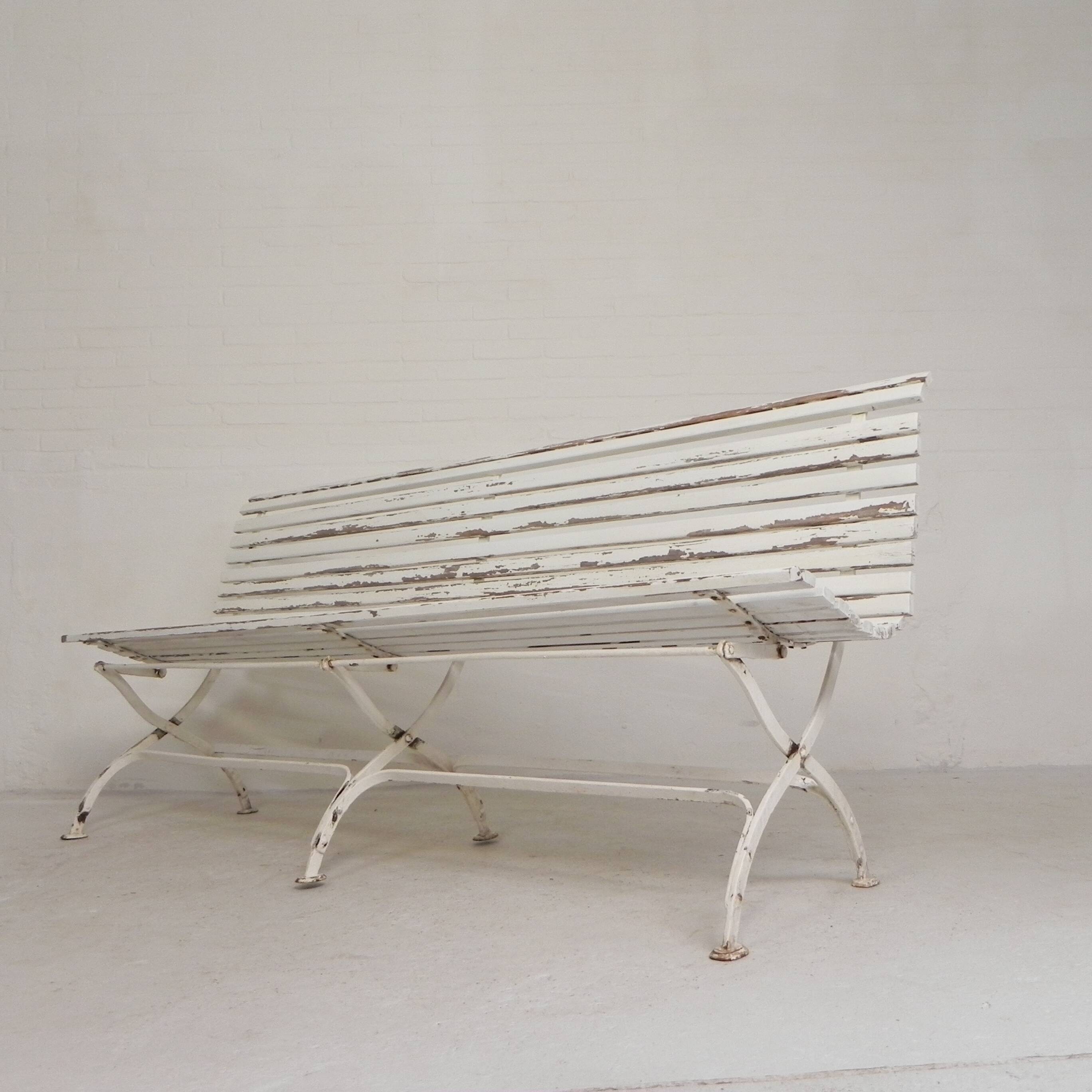 Garden bench, slatted bench, folding, 2 metres long, 1930s.