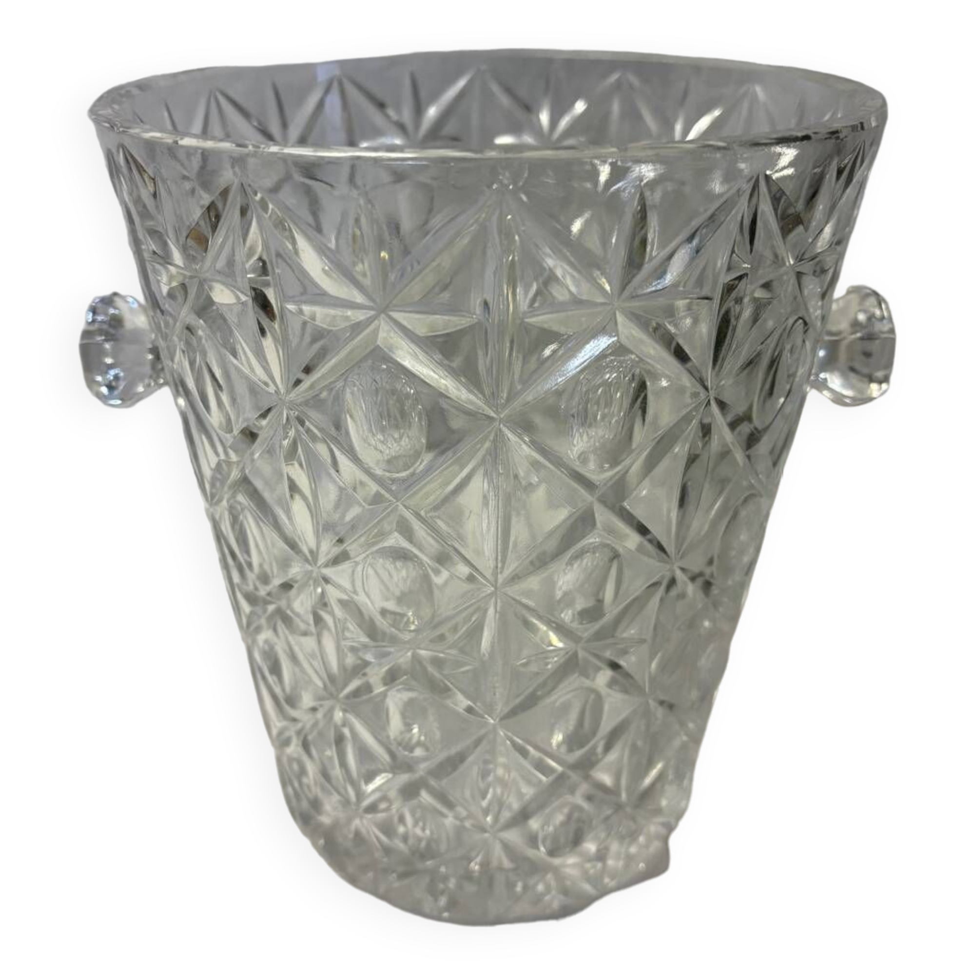 RAFRAICHISSOIR SEAU A CHAMPAGNE REFROIDISSEUR CRISTAL TAILLÉ & METAL ARGENTÉ 4kg | Laur'Art&Collection