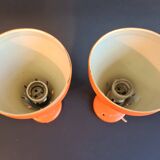 Authentic Pair of Seventies Orange wall lights from the "MBLE" brand.