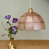 Vintage pink mother-of-pearl lampshade pendant light