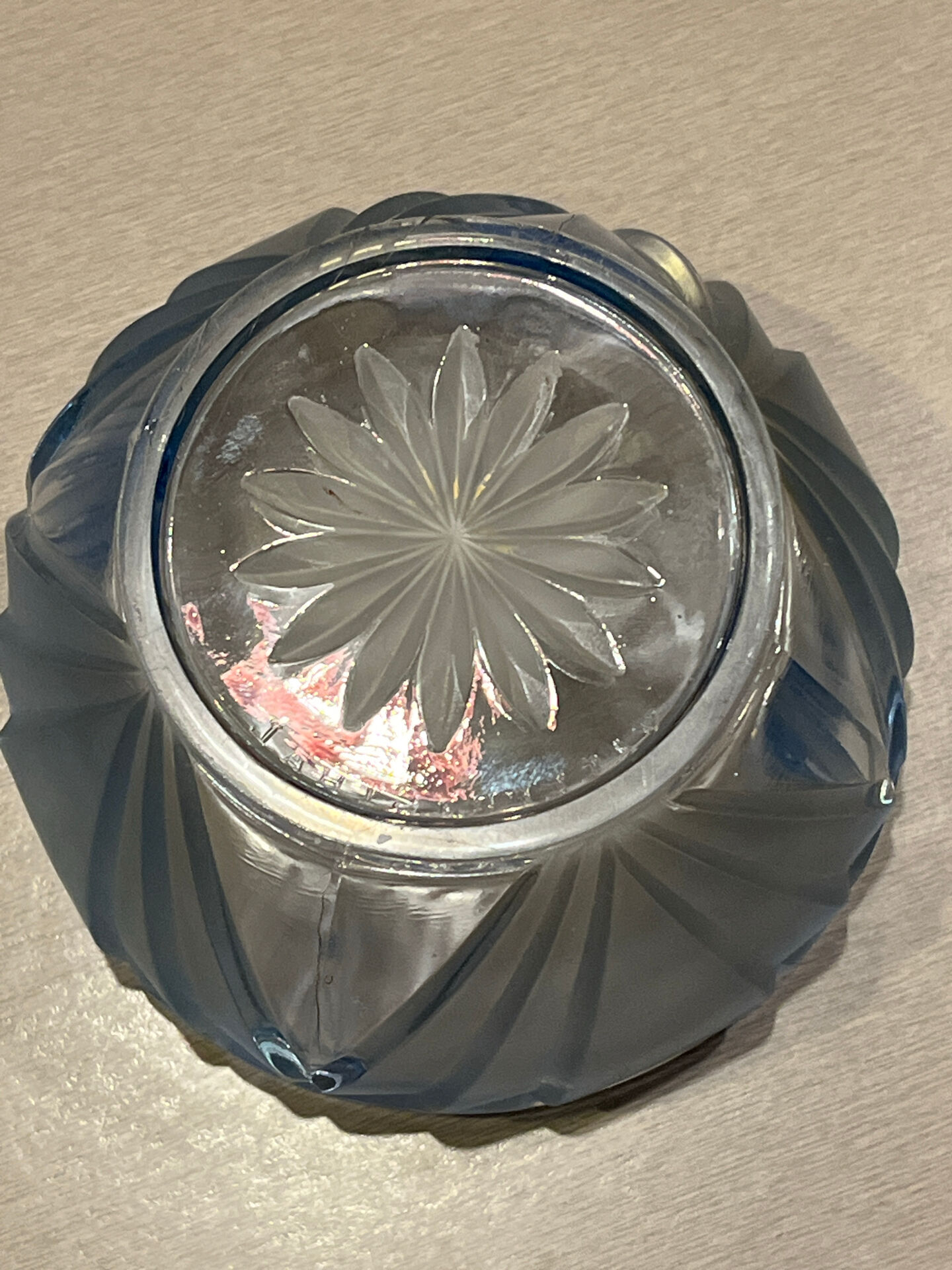 Vintage blue azure glass bonbonnière / sugar bowl – Vallérysthal (Condition