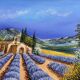 Oil on canvas, Chapel of Provence, lavender fields signed Ehrisman