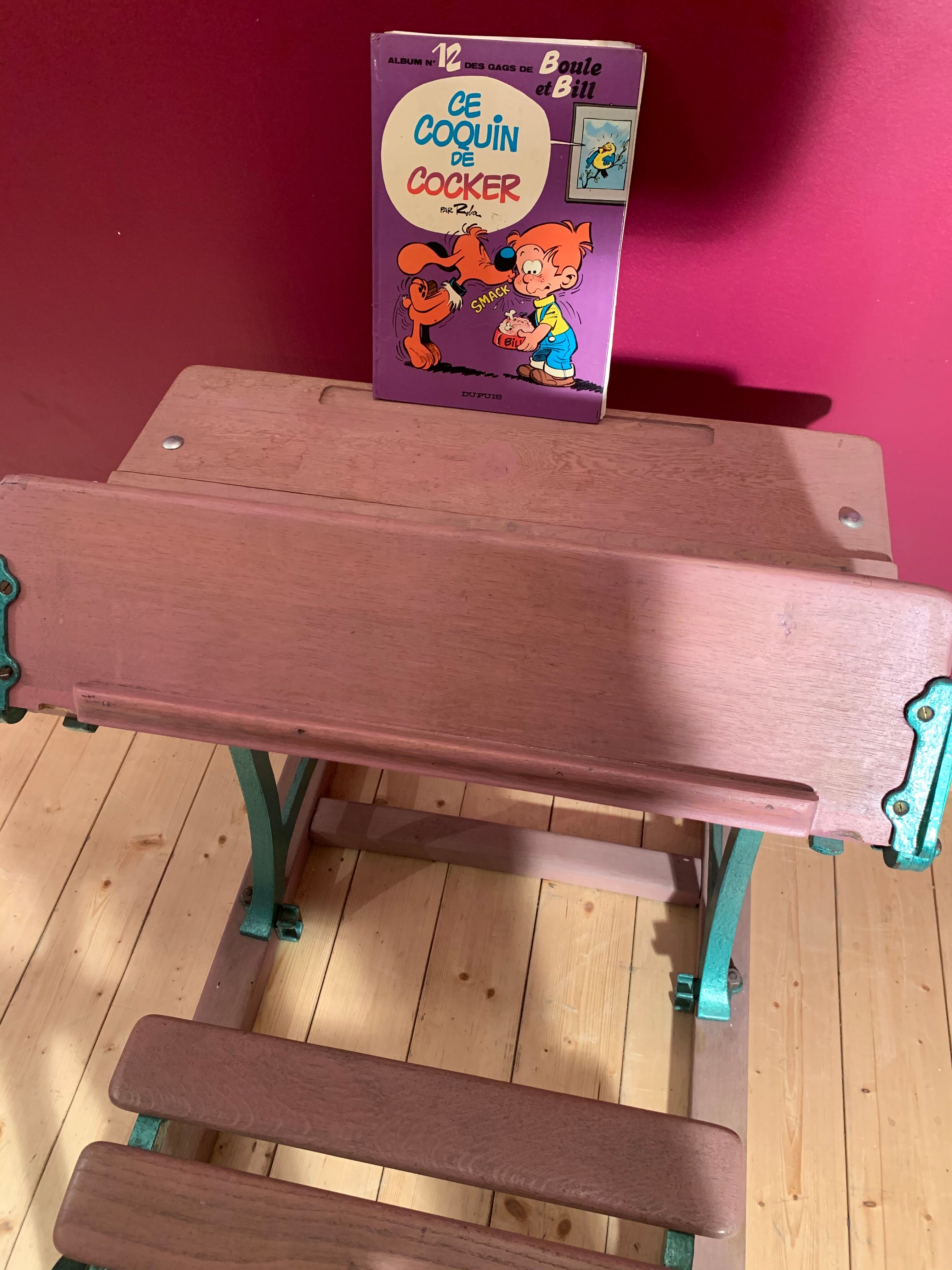 Cast iron and wood school desk