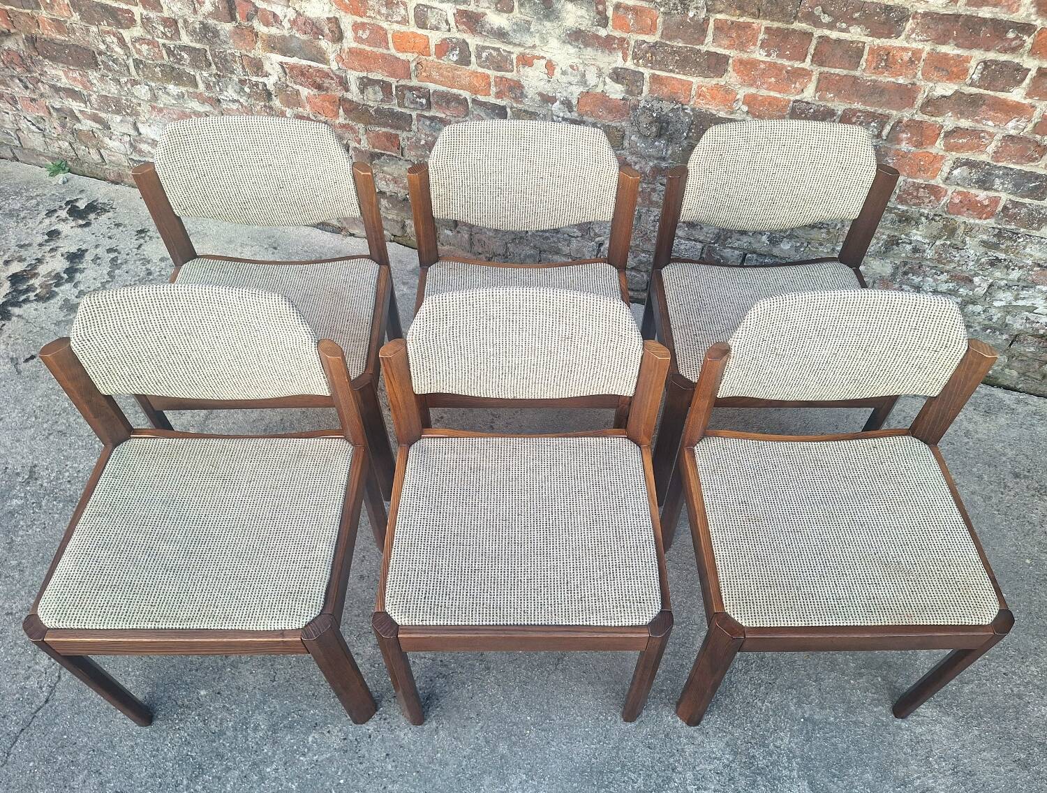 Table et ses 6 chaises vintage en orme, meubles design scandinave