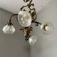 Jugendstil Golden Chandelier with Frosted Glass Shades