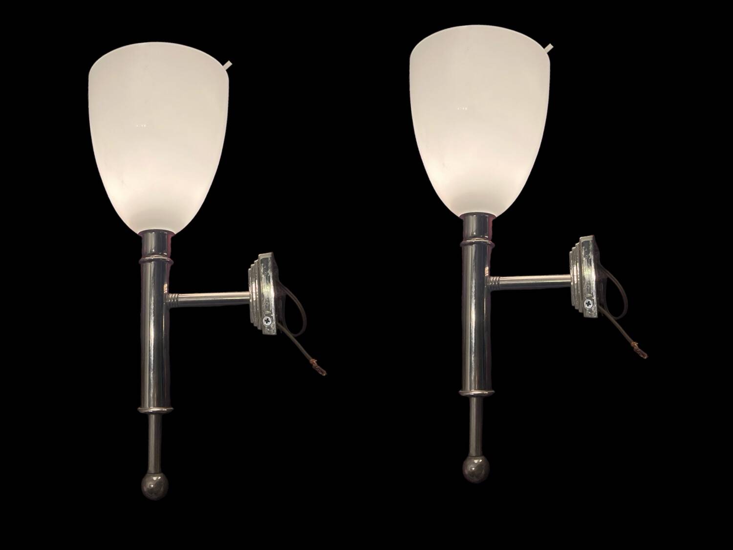 Appliques Chrome Verre Opalin Lot de 2