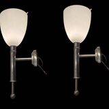 Opaline Glass Chrome Sconces Set of 2