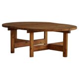 Large Danish mid-century modern dining table in pine, Tage Poulsen, 1970s.
