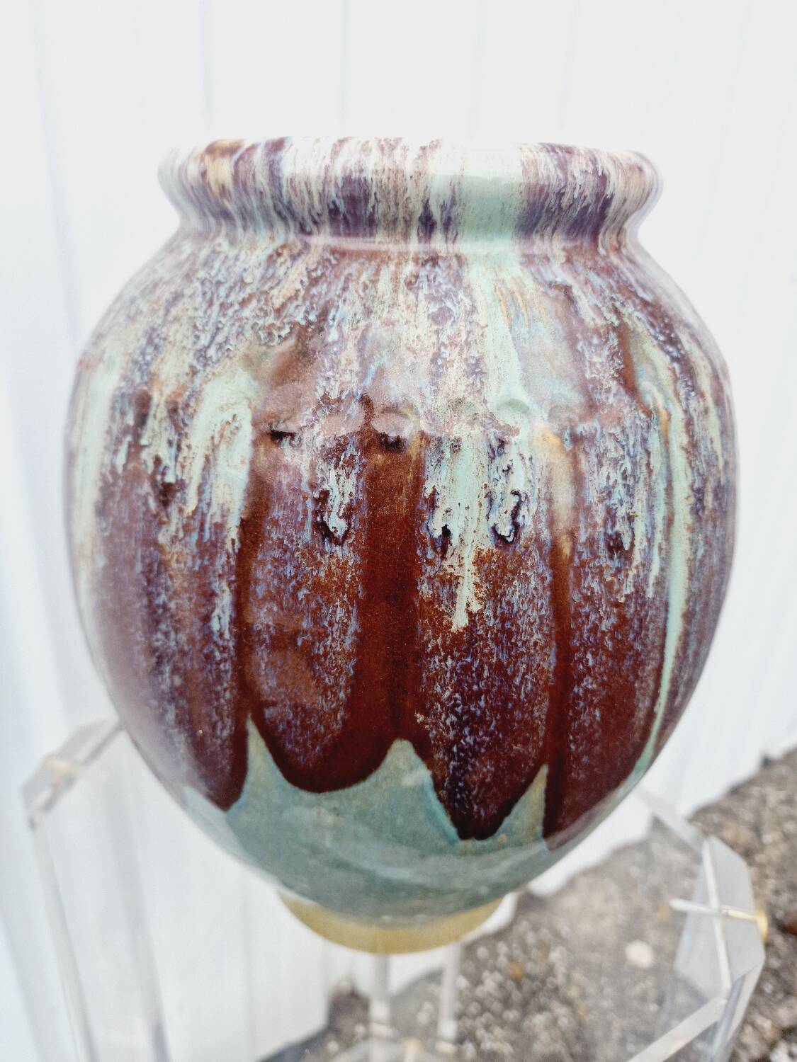 Vintage glazed stoneware vase
