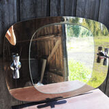 Mirror with glazed brown glass wall lights from the 70's - 79x59cm