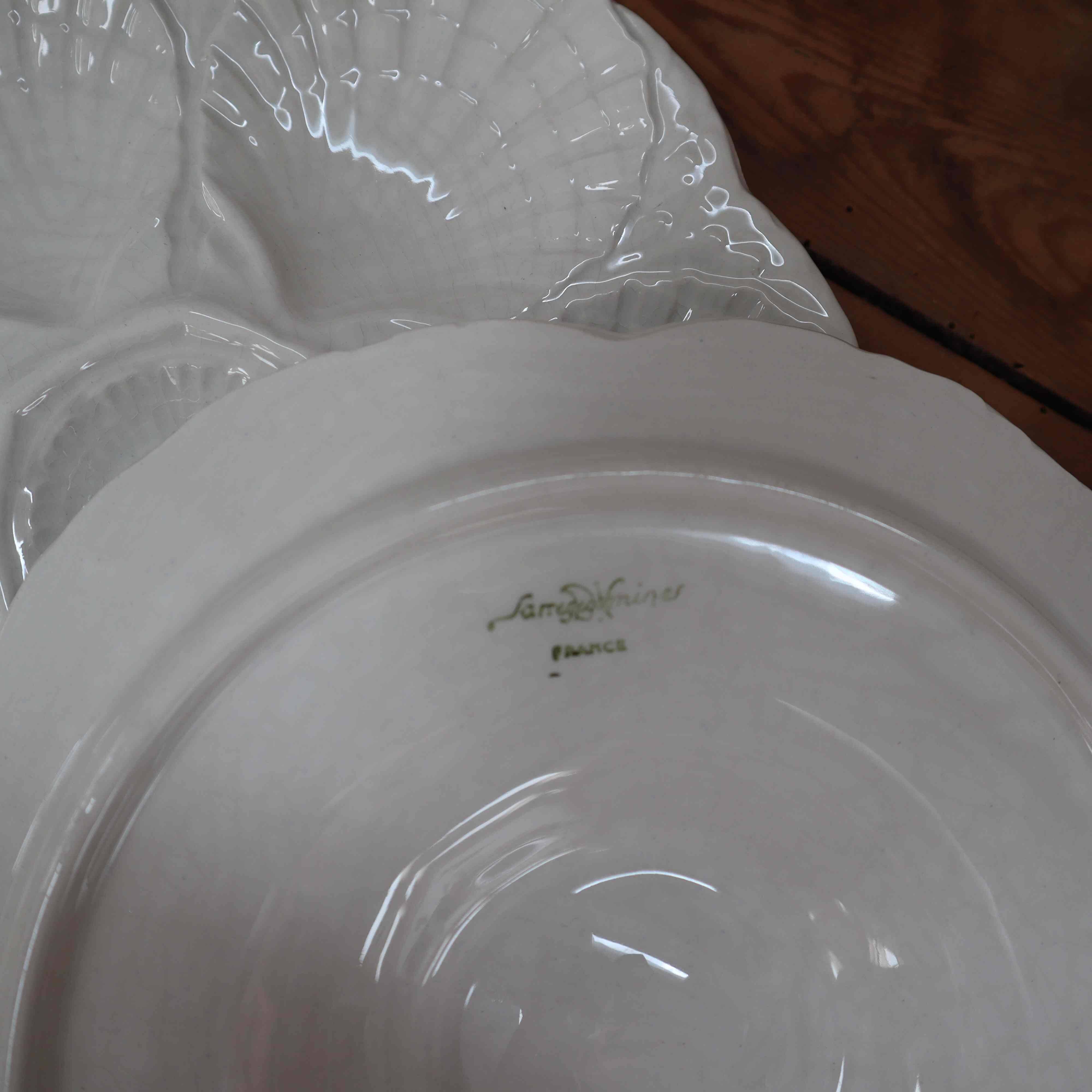 4 vintage off-white oyster plates Sarreguemines 60's