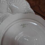 4 Assiettes à huîtres blanc cassé vintage Sarreguemines 60's