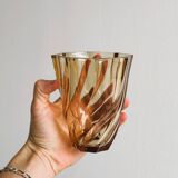 Petit vase en verre torsadé rose translucide