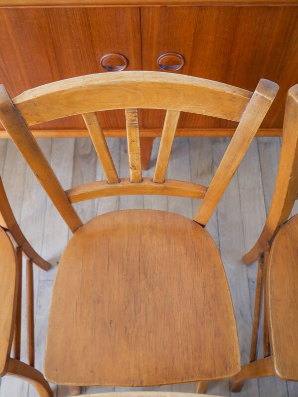 Ensemble de 6 chaises bistrot en bois Luterma 1950
