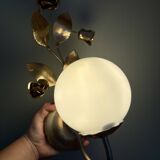 Vintage wall lamp in gold metal and white opaline