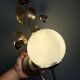 Vintage wall lamp in gold metal and white opaline