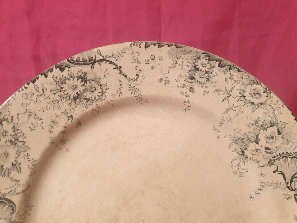 Pair of large round dishes Boulenger Choisy le Roi Derby Terre de fer