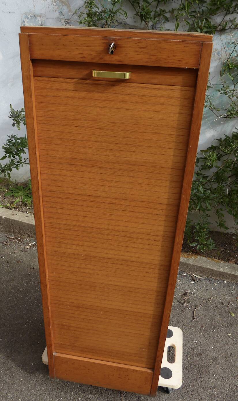 Vintage 1960s storage cabinet with curtains