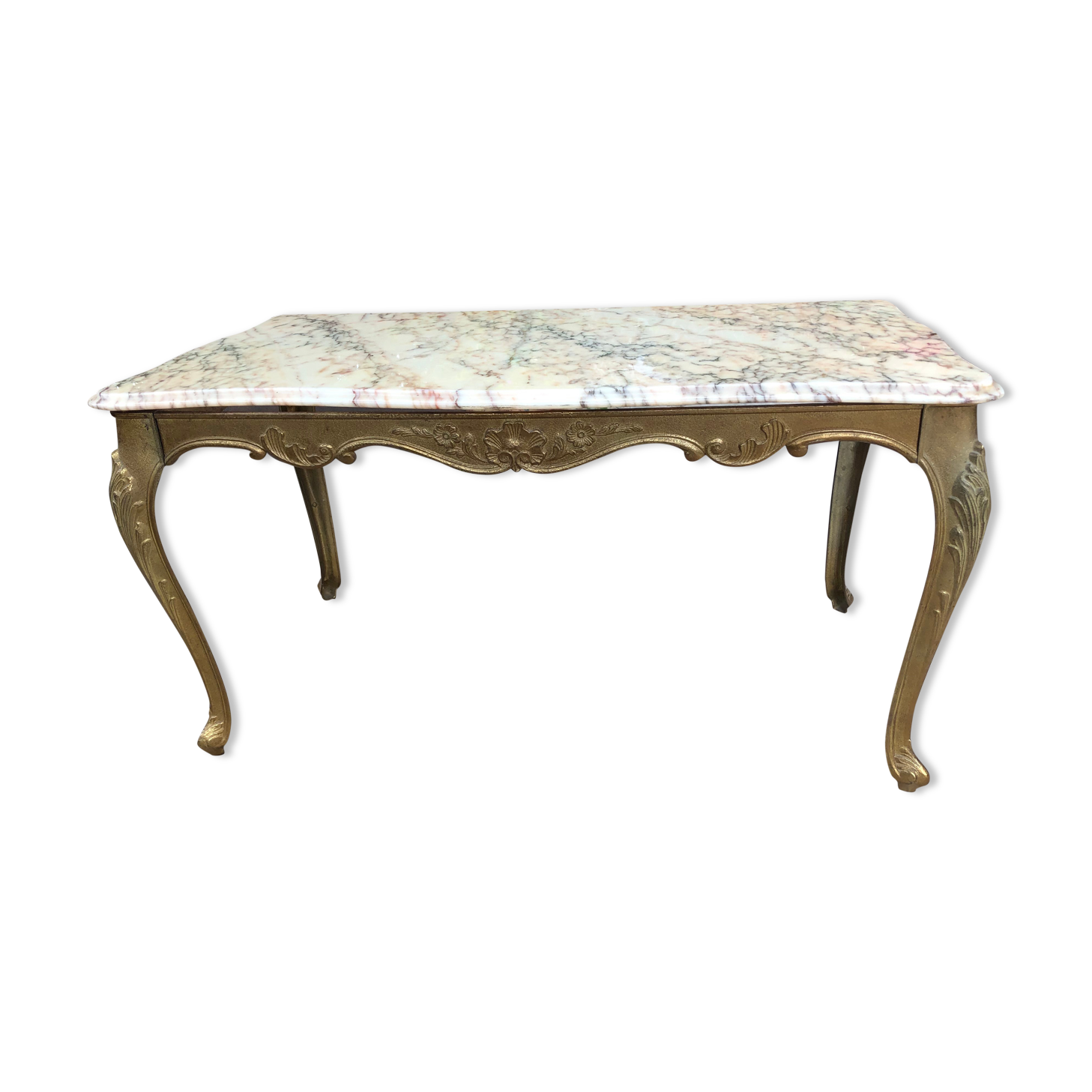 Gold bronze and marble coffee table