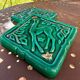 Vintage Emerald Green Ceramic Bottle Holder - Deer & Gold Decor