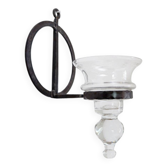 Wrought iron and glass wall candle holder by Bertil Vallien for Boda