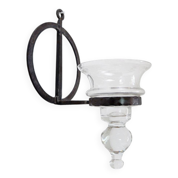 Wrought iron and glass wall candle holder by Bertil Vallien for Boda