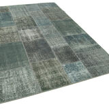 Handmade anatolian overdyed 170 cm x 240 cm grey patchwork carpet