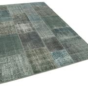 Handmade anatolian overdyed 170 cm x 240 cm grey patchwork carpet