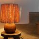 Wooden ball lamp, raffia lampshade, 1970s