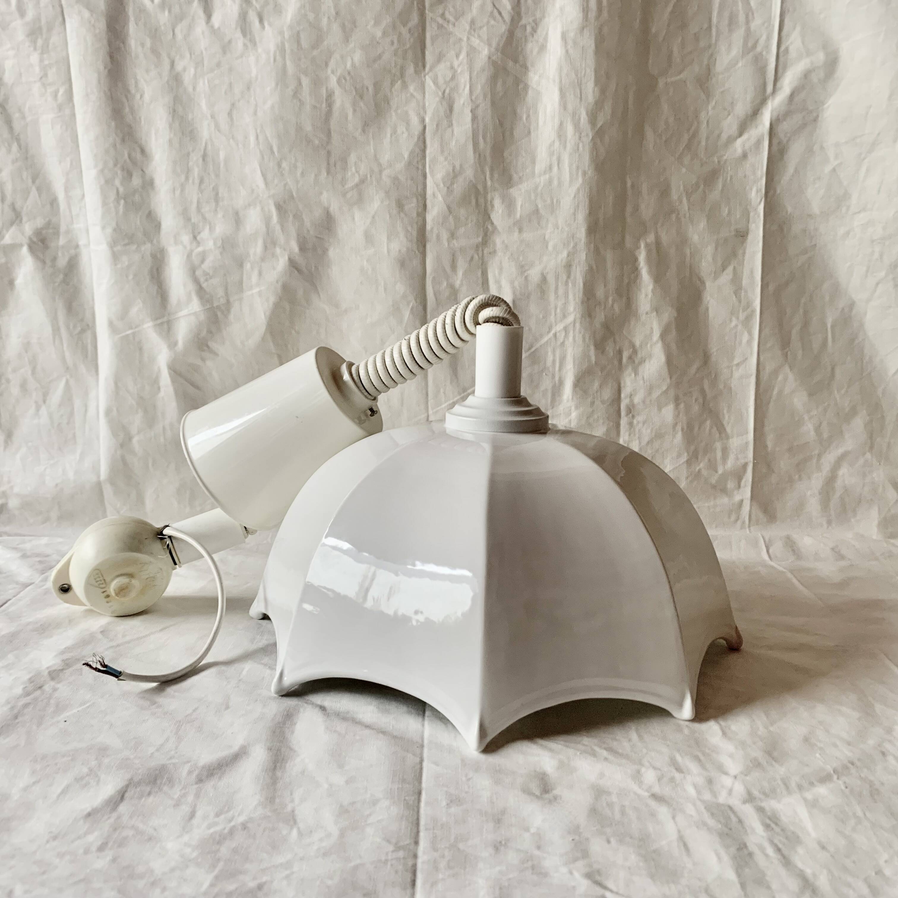 Vintage white ceramic up-and-down pendant light