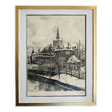 Tableau, gravure Strasbourg église St-Guillaume, É.Hirth