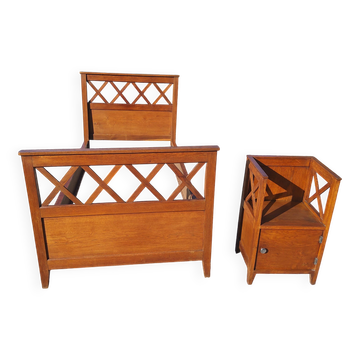 Bed and bedside table