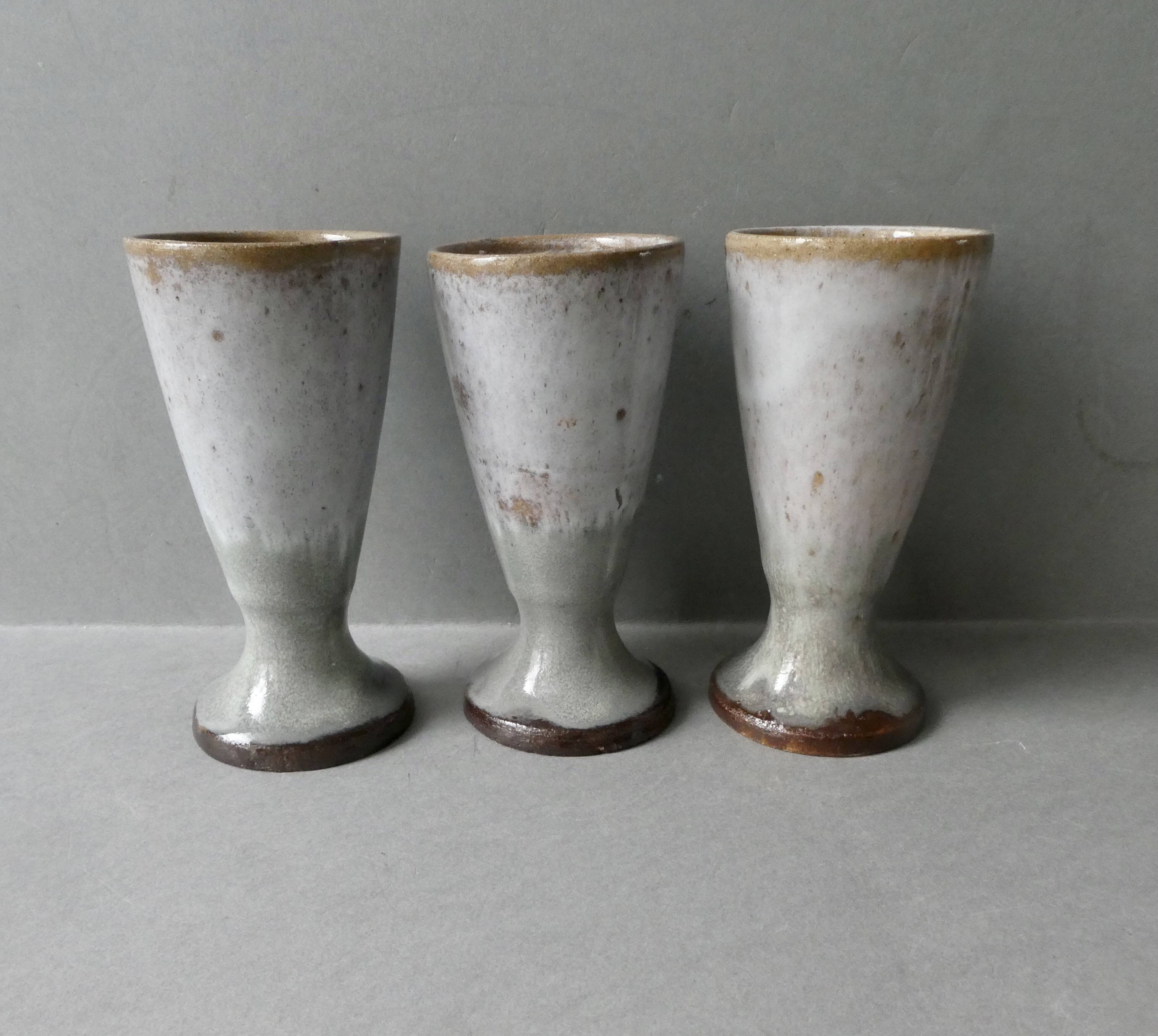 6 stoneware mazagrans signed VN