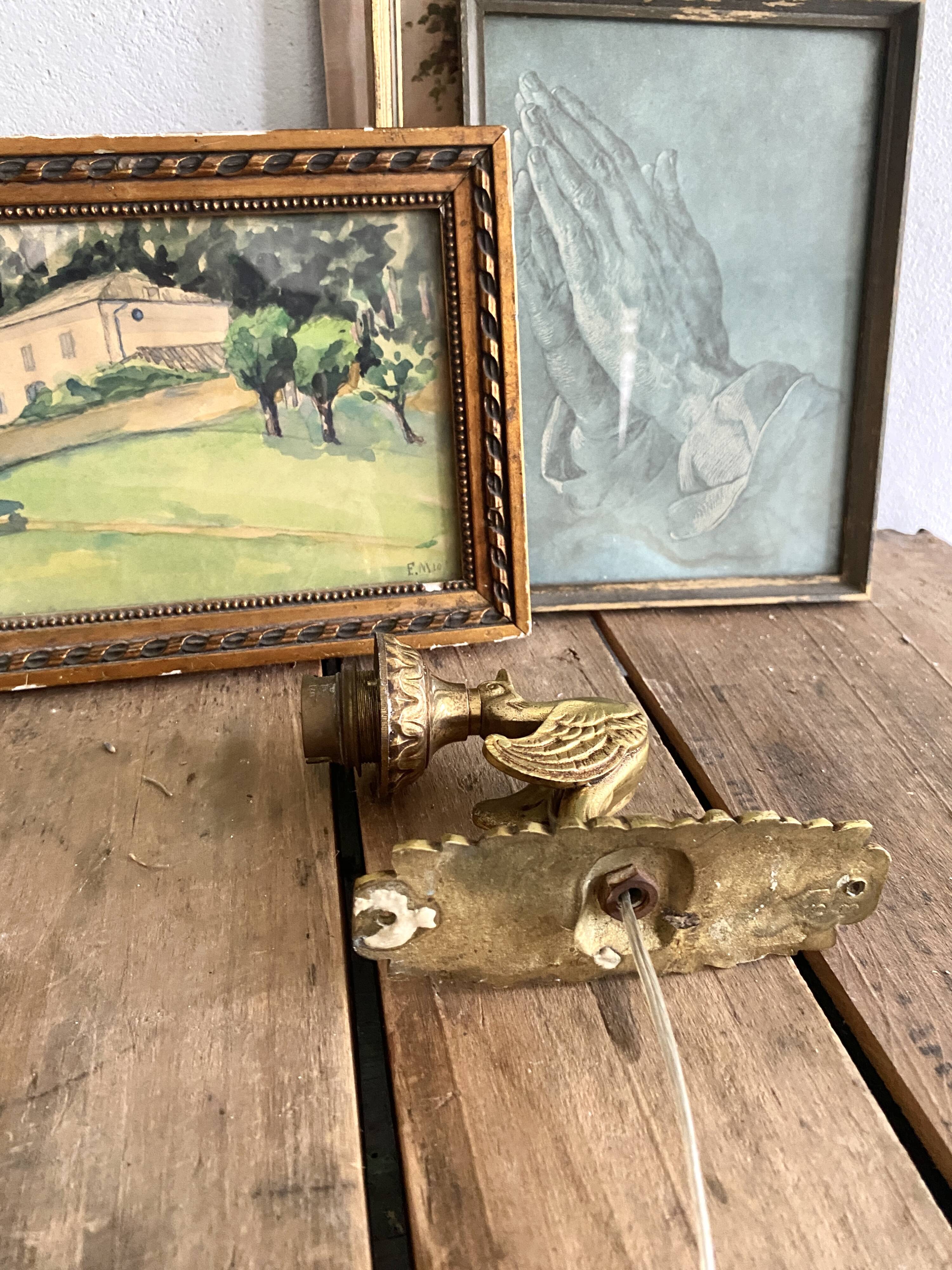 Bronze wall light, golden brass, clip-on wallpaper lampshade