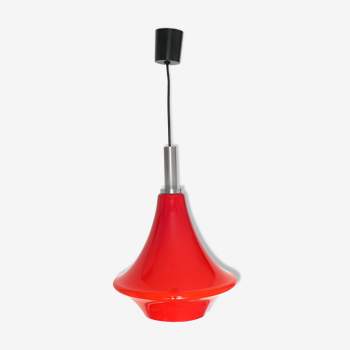 Hanging opaline UFO red / orange Scandinavian design
