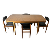 1960/70s Schreiber Mid-Century extending dining table 4 matching dining cha