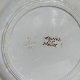 Sept assiettes à dessert terre de fer aux oiseaux f.f.Pexonne fin XIX ème